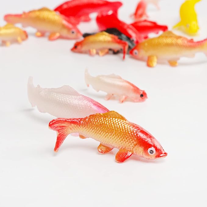 X Hot Popcorn 40Pcs Mini Koi Fish Mini Goldfish Figurines Miniature Koi Fish Tiny Goldfish Fairy Garden Supplies