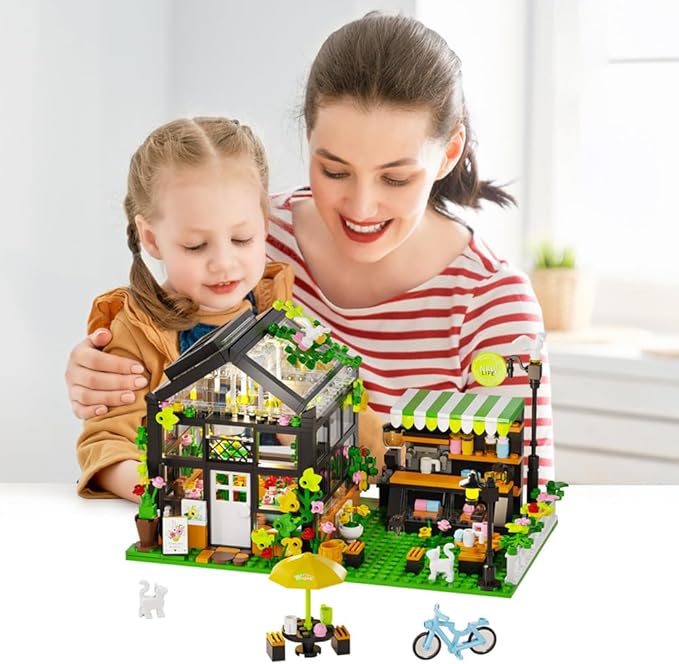 LEGPS YYDS Flower House Building Set with LED, City Street House Flower Shop Building Blocks Toy, Valentine Gift for Girls 8-12 Year, Mini Brick 680pcs