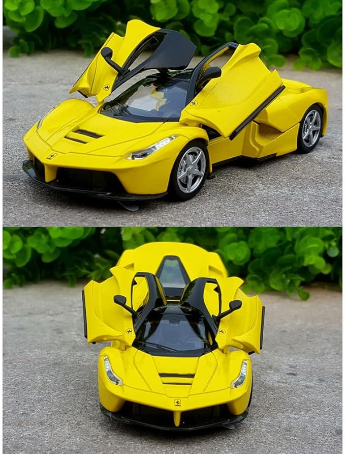 Alloy Collectible Yellow Race LaFer Pull Back Vehicles Diecast Cars Model with Lights and Sound