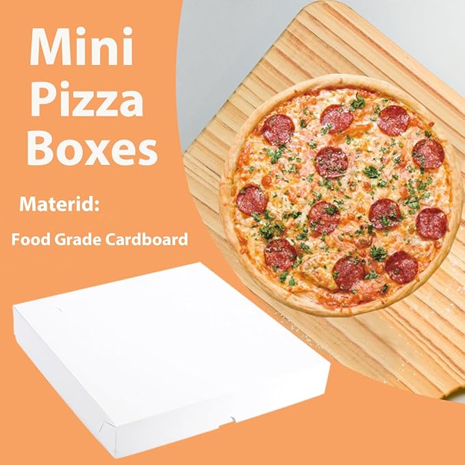 Huoshange Thin White Pizza Box-7x7x1.6 Inch 20 Pack Disposable Small Pizza Boxes,White Pizza Boxes for Cookie,Mini Pies, Party Favors and Crafts