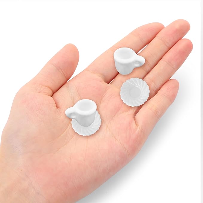 Mini Cup Coaster Shape Resin Silicone Molds 3D Tiny Cups Epoxy Casting Molds for DIY Micro Resin Dollhouse House Kitchen Miniatures Landscape Decor