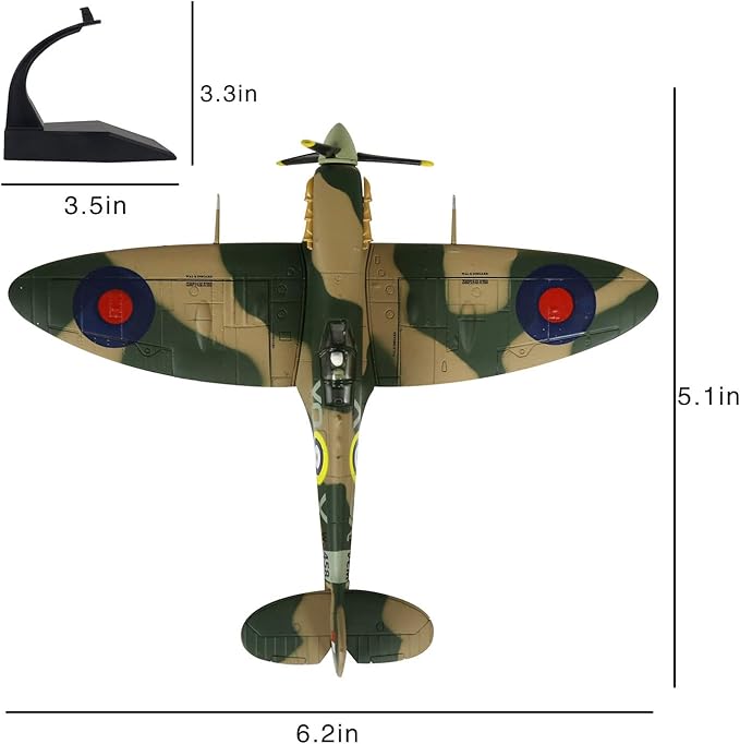 HANGHANG 1/72 Scale United Kindom Spitfire Fighter Attack Plane Metal Fighter Military Model Fairchild Republic Diecast Plane Model for Commemorate Collection