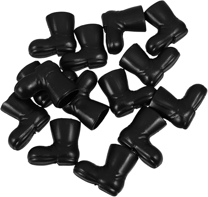 VICASKY 7 Pairs Mini Santa Claus Boots – 1.18" Adorable Miniature Christmas Gnome Shoes,Black Plastic Doll Shoes for Dollhouse, DIY Craft Projects, Table Centerpiece & Holiday Decor