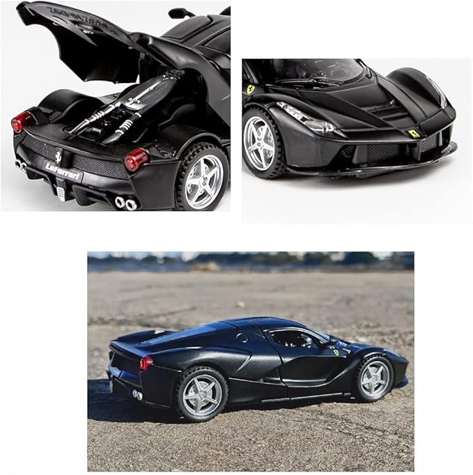 Alloy Collectible Black Race LaFer Pull Back Vehicles Diecast Cars Model with Lights and Sound