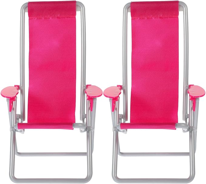2PCS Miniature Beach Chair Dollhouse Mini Folding Chairs Mini Sunbath Longue Deck Dollhouse Furniture Accessories for DIY Fairy Garden Beach Decoration