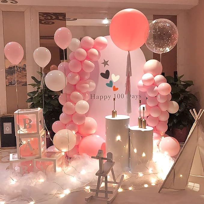 5 Inch Pastel Pink Balloons - 100 Pcs Mini Macaron Pink Latex Balloons for Birthday, Wedding, Baby Shower Parties