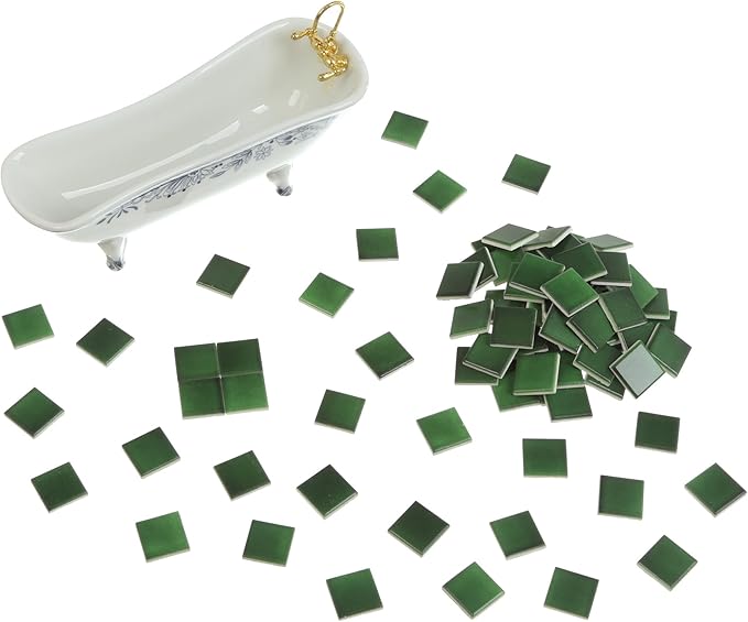 150 pcs, Dollhouse Flooring, 1:12 Scale Doll House Tiles, Miniature Checkerboard Floor, REDUCIO! (Emerald Gloss)