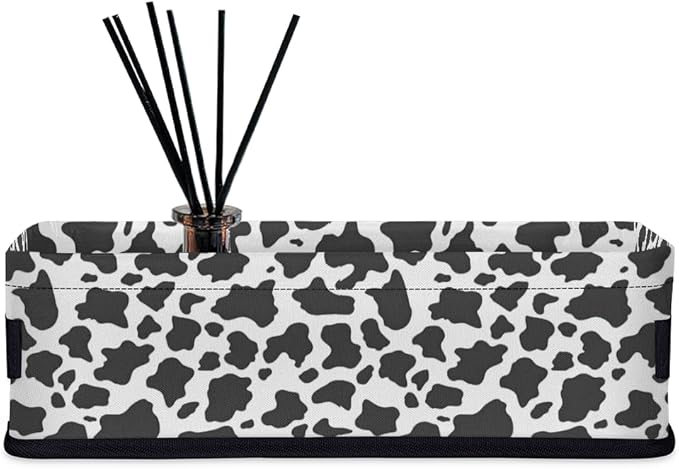 Cow Print Bathroom Storage Baskets Waterproof Bathroom Counter Organizer Decorative Toilet Paper Storage Basket for Organizing for Bathroom Living Room Decor