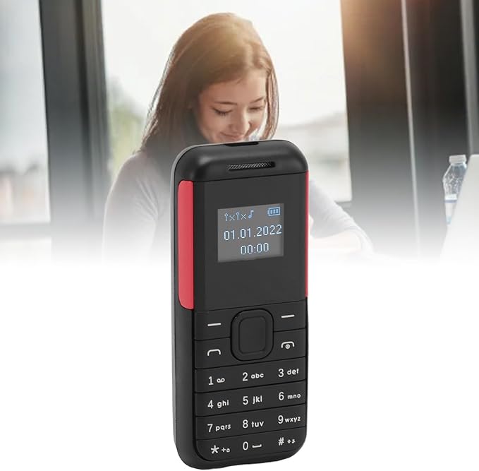 GOWENIC Small Mini Phone, 2G GSM Dual SIM Unlocked Smartphone, 0.66inch Screen 380mah Kids Small Smartphone, Bluetooth Sound Player Basic Phone (Black Red)
