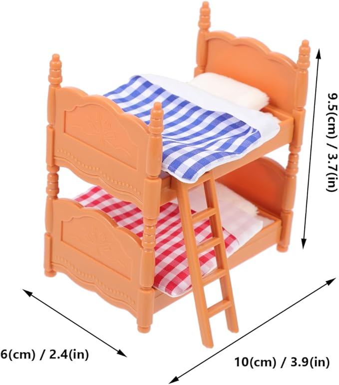 DOITOOL Dollhouse Bunk Beds, Doll House Furniture Dollhouse Decoration Accessories Simulation Doll House Miniature Bunk Bed DIY Dolls Beds