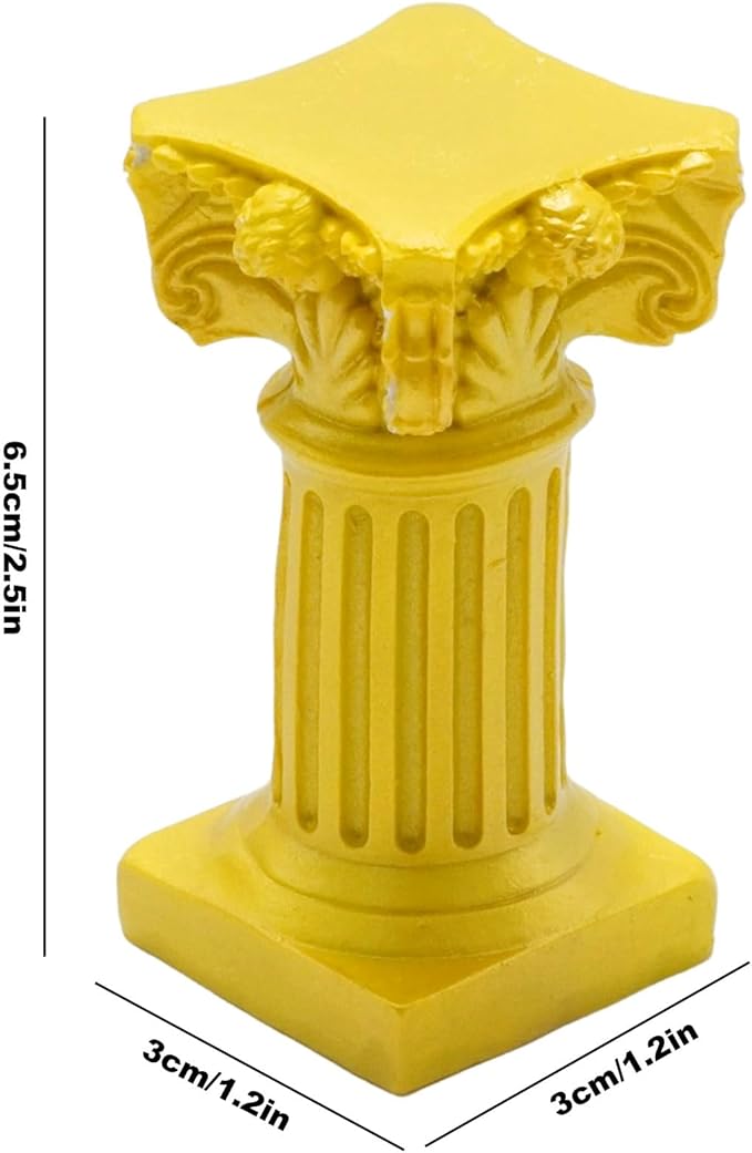 5Pcs Miniature Roman Pillar Greek Columns, Column Figurine Base, Resin Roman Column Candle Holder for Wedding Christmas Table Decoration, Yellow