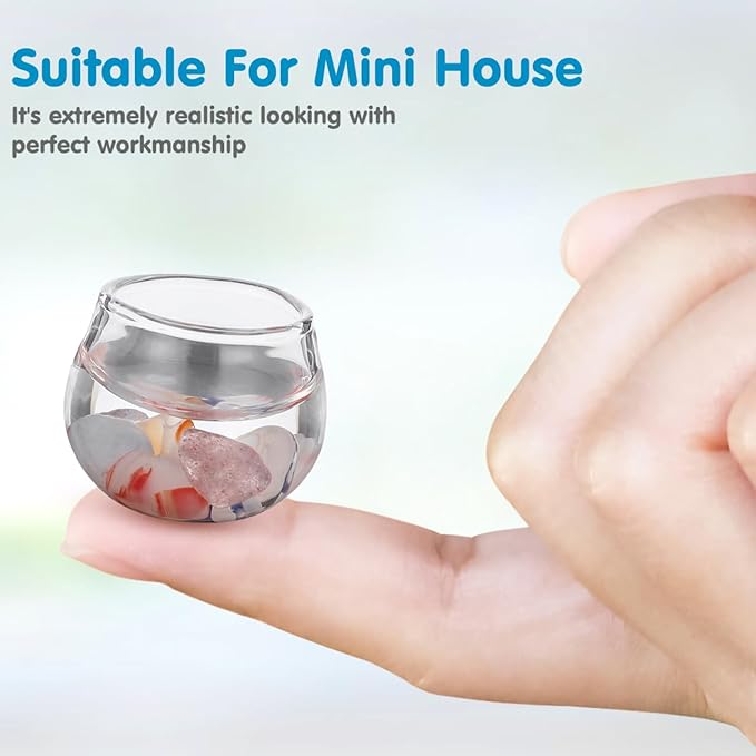 ibasenice Mini Glass Fish Tank 6Pcs Set 0.94 Inch Transparent Dollhouse Accessories Miniature Fish Bowls for DIY Crafting and Creative Decor