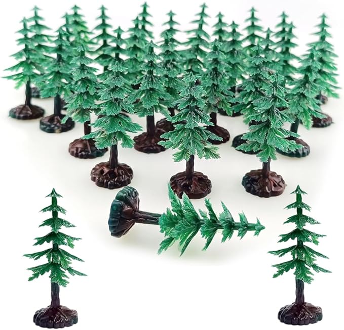FAZHBARY 30 PCS Miniature Trees Miniature Christmas Tree Figurines for Crafts Plastic Trees Scenery Landscape Model Pine Tree Diorama Trees