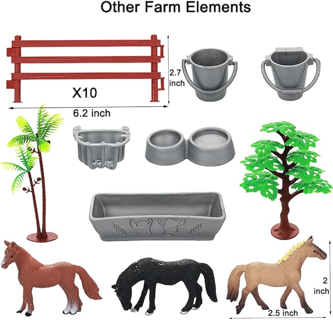Yowlieu Realistic Farm Animal Figures Toys, 44 Pcs Plastic Farm Figurines Playset Includes Fences Mini Farm Animal Cake Topper Learning Toy Set for Kids & Toddlers
