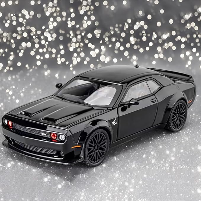 Toy Car Model 1/32 Challenger Hellcat Alloy Model Car with Light and Sound Collectible Model Cars Pull Back Toy Vehicles for Boys Children Age 3 + Year Old