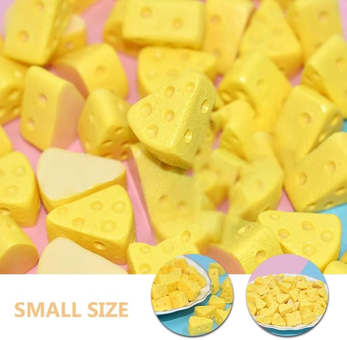 Toddmomy 40Pcs Miniatures Food Cheese Mini Plastic Fake Cheese Models Mini Simulation Food Model for Dollhouse Kitchen Decoration DIY Accessory