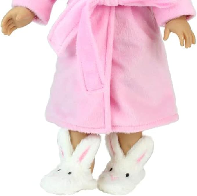 Sophia's Doll Bunny Slipper Shoes with Fluffy Rabbit Ears and Stitched Nose Accessory for 18" Dolls, White