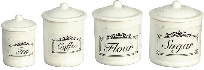Melody Jane Dolls Houses Dollhouse White Canister Storage Jar Set 4 Miniature Kitchen Accessory 1:12