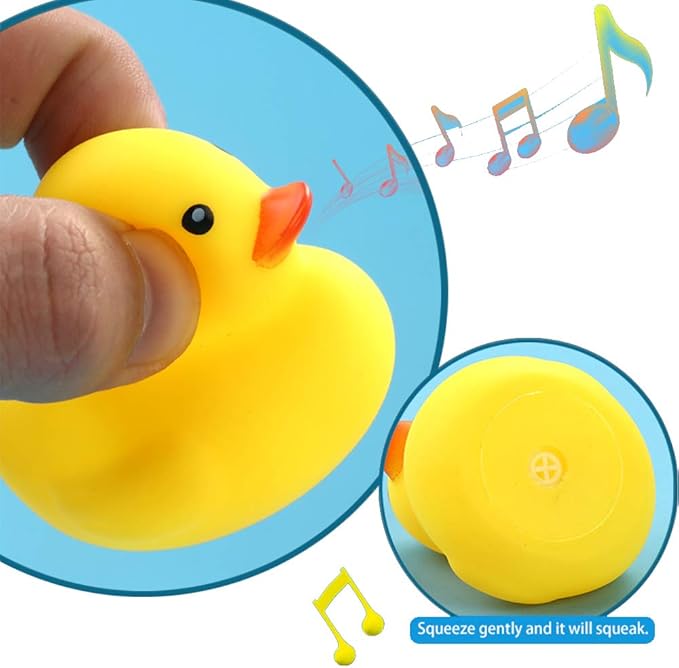 50PCS Super Mini Rubber Duck Bath Duck Toys for Toddlers Boys Girls,Squeak and Float Rubber Ducks in Bulk Baby Shower Duck Decorations Party Favors (1.6'')