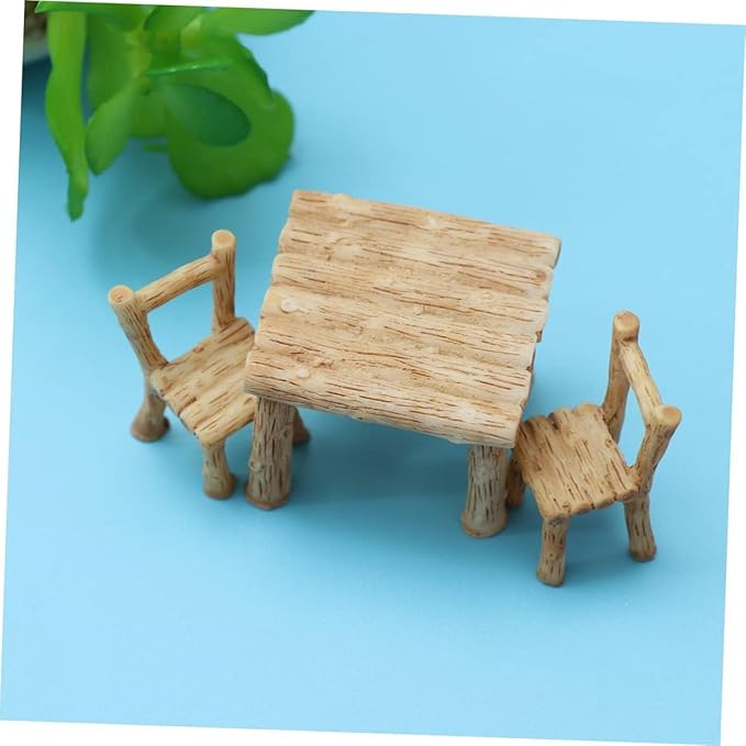 Miniature Table and Chairs Set, Fairy Garden Furniture Ornaments, Miniature Table and Chairs Set for Dollhouse Accessories, Home Micro Landscape Decoration Display