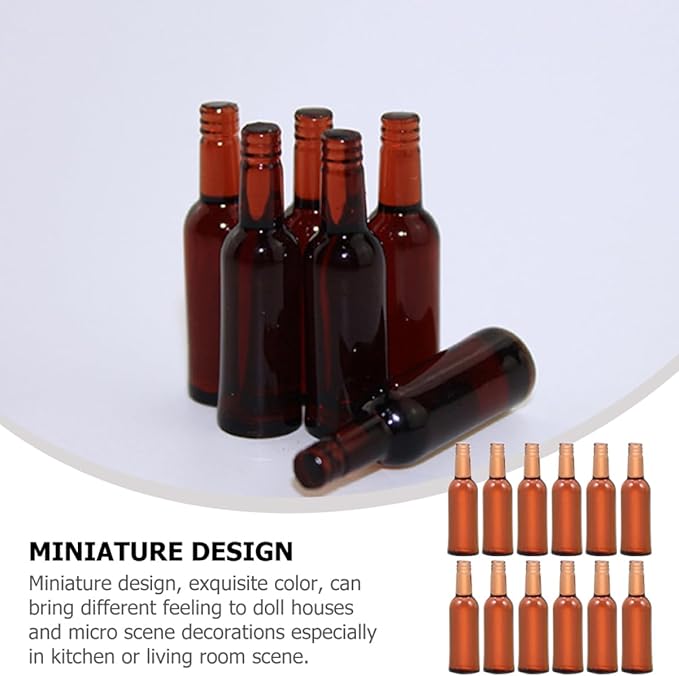 HOMOBABE 12pcs Miniature Wine Bottles Set for Dollhouse Decoration Tiny Beer Bottles Realistic Design for Miniature Scenes and Collectibles