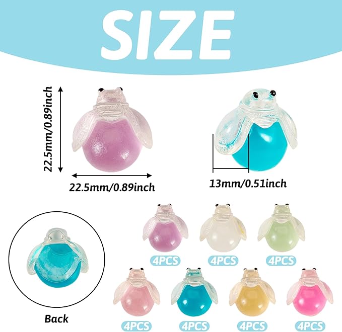Beadthoven Luminous Mini Resin Glowworm, Glow in The Dark Glowworm Insect Figurine Multicolor Cute Animals Cabochons Ornaments for Dollhouse Fairy Garden Accessories Phone Case Home Decoration