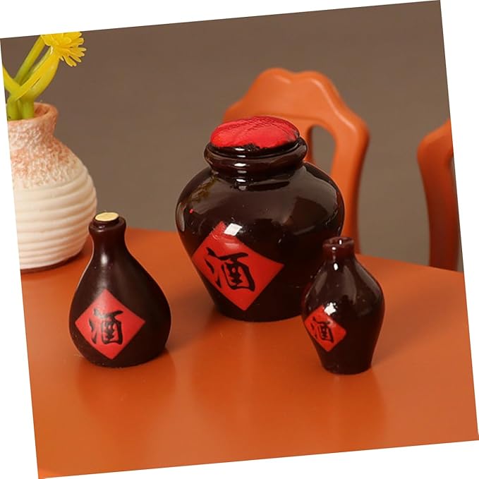 ORFOFE 3Pcs Wine Bottles Authentic Resin Dollhouse Miniatures Detailed Miniature Alcohol Bottles for Realistic Scenes for Home Decor and Play
