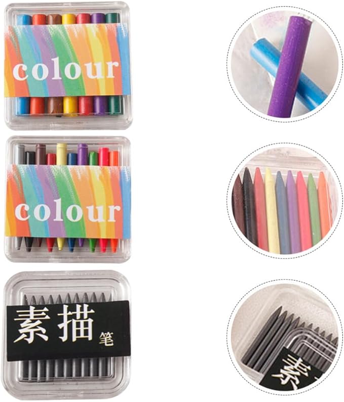 Alasum 3 Boxes of Mini Crayon Sets, Miniature Sketch Pencil Mini Drawing Colored Pencils Portable Color Party Favors Doll House Supplies, 3.50X3.50X0.70CM