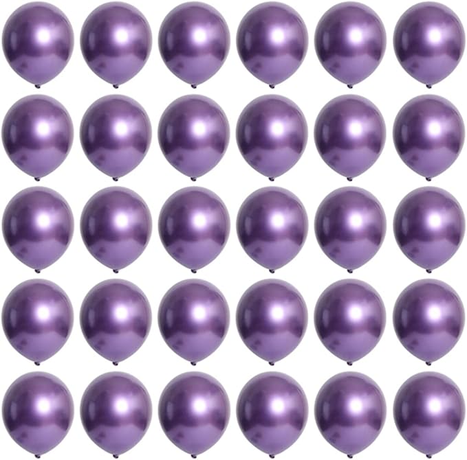 5 inch Metallic Purple Balloons, 100 pcs Thick Chrome Purple Balloons Shiny Latex Party Balloons(Metallic Purple)