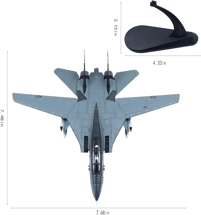F-14 Tomcat Die-cast Airplanes-1/100 Scale Jolly Rogers Christmas Tail Metal Aircraft Model for Collector, Aviation Enthusiast-Premium Collectiable with Display Stand