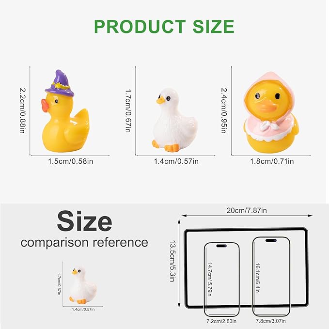 62Pcs Multicolor Mini Resin Ducks,Tiny Ducks to Hide,Exquisite Little Ducks Micro Sculptures,Fairy Garden/Dollhouse Decor/Miniature Landscape Ornaments