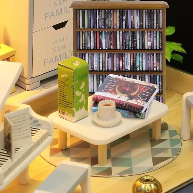 DIYDEC Mini Bookshelf with 180pcs Mini Books Miniature Anxiety Bookshelf Ornament Tiny Small Library Decor Shake Away Your Anxiety for Book Lovers Gift Home Room Office