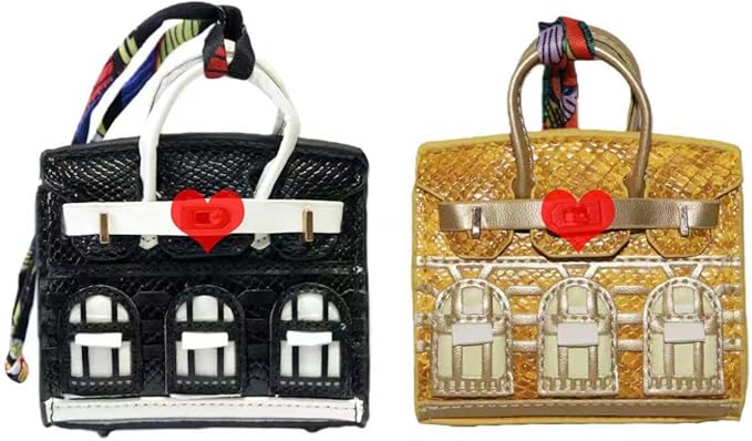 Buyborgood 2 PCS Women Mini Backpack Keychain Accessories Key Pouch Holder Coin Purse Bag Charm Wallet (Black2 + Yellow2)