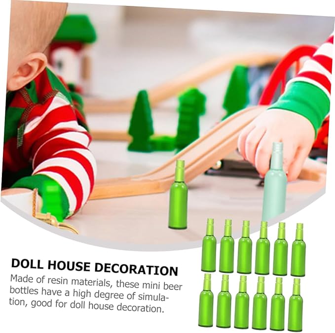 ibasenice 12pcs Miniature Beer Bottle Models for Dollhouse Decoration Mini Wine Bottles Playthings Realistic Design for Small Space and Creative Scenes