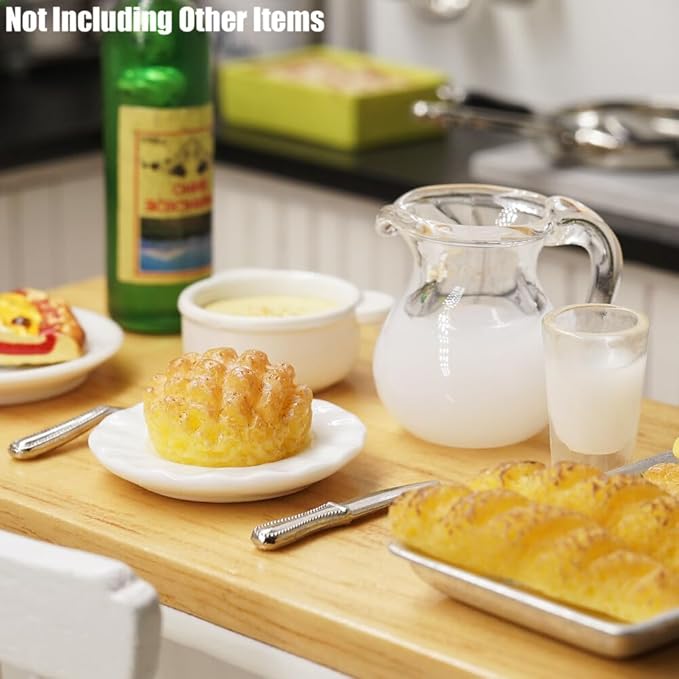 Odoria 1/12 Miniature Milk Pitcher and Bread 6Pcs Miniatures Dollhouse Decoration Accessories Doll House Accessory