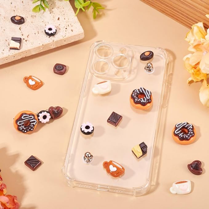 50Pcs Resin Imitation Food Decorations Coffee Cup Donut Chocolate Micro Landscape Dollhouse Decorations Imitation Food Drink Cabochons Ornaments Model Accessories