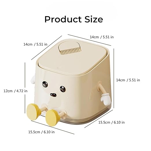 AIWE7D Mini Trash Can with Lid and Brush, Small Desktop Trash Can for Desk, Bathroom, Bedroom, Kitchen, Car, Office flip top Waste Basket Small Garbage can Hidden Bag Cute Compact Garbage Bin(Basic)