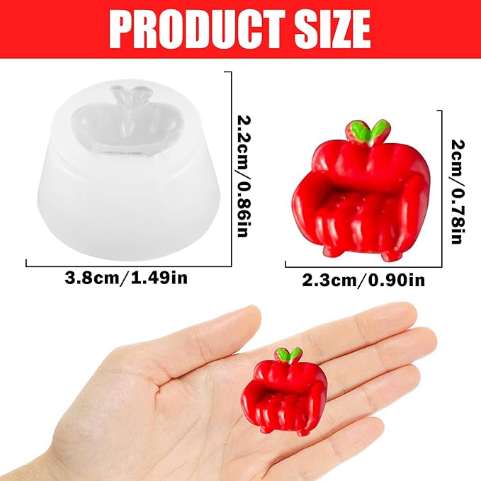 Mini Apple Sofa Shape Resin Silicone Molds 3D Tiny Sofa Epoxy Casting Molds for DIY Micro Resin Fairy Garden Dollhouse Kitchen Miniatures Landscape Decor