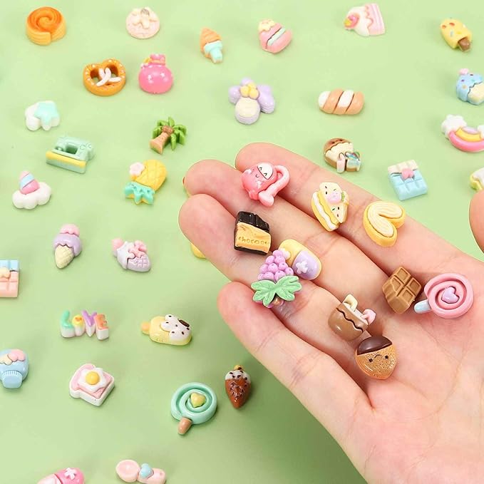 Mini Cute Mini Bread Snack Series Decor, Miniature Doll Food Crafts for Dollhouse & Landscape & Mini Kitchen & Micro Fairy Garden & DIY Craft Decorations(Yellow, 60pcs)