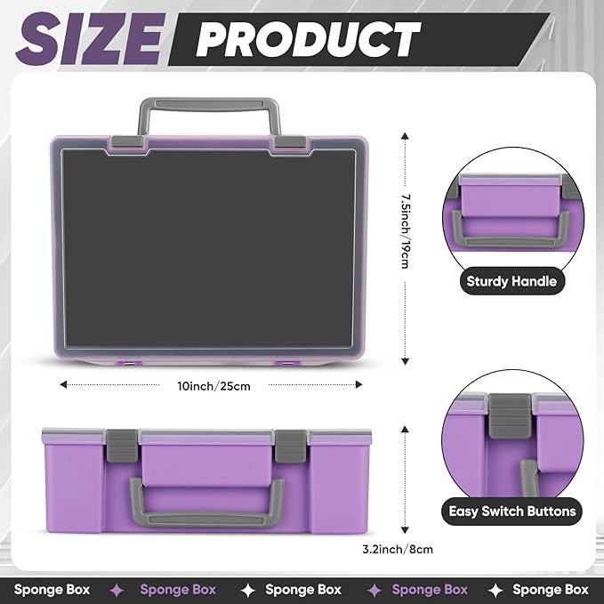 Miniature Storage Carrying Figure Case - 32 Slot Figurine Minature Carrying Case with 2 Foam Layer for Miniatures Compatible with 40k, DND & More (Purple)