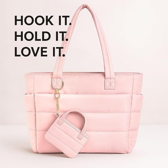 MyfavoriteK Cute Mini Tote Keychain Fancy Coin Pouch Charm Stylish Purse Key Chain for Women Novelty Puffer Handbbag Key Ring