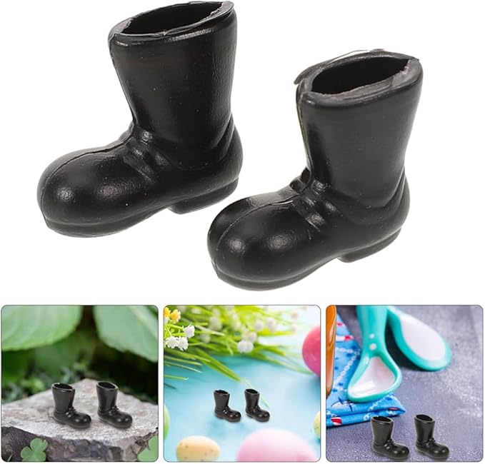 BESPORTBLE 100pcs Mini Christmas Santa Boots, Miniature Santa Claus Shoes Christmas Mini Boots for DIY Craft Projects Dollhouse Holiday Decor, Black