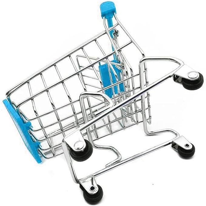 Mini Shopping Cart，Supermarket Handcart Mini Shopping Cart Mini Supermarket Storage Toy Decorative Ornaments for Storage Toys (Toy Shopping cart Blue)