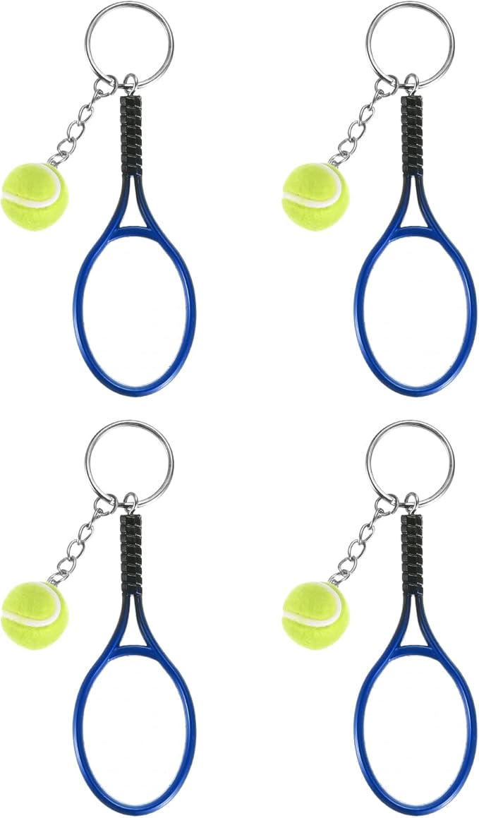 PATIKIL Tennis Keychain, Mini Tennis Racket Keychain Key Ring Tennis Ball Cute Sports Keyrings for Sport Lovers