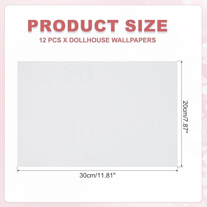uxcell 12 Sheets Miniature Dollhouse Wallpaper, Self-Adhesive PVC Flooring Wall, Mini Wall Decor for Dollhouse Sand Table Model Accessories 11.81 x 7.87 Inch (White)