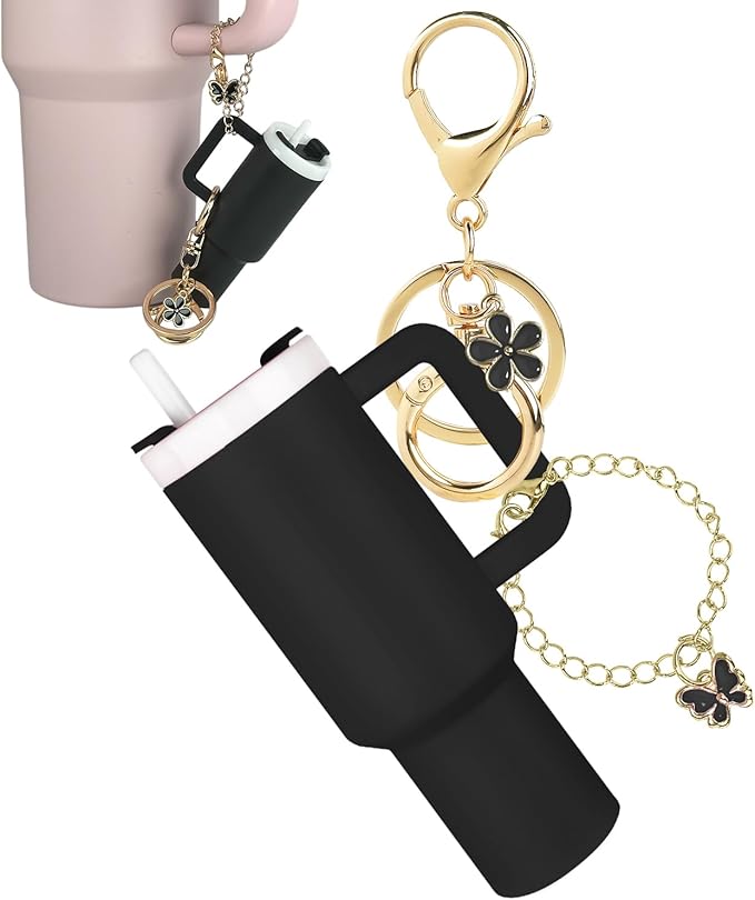 ERTUNA Mini Tumbler Keychain Accessories for Stanley Cup, 2 Way Cute Charms Chapstick Lip Balm Holder for Women Purse Handbag