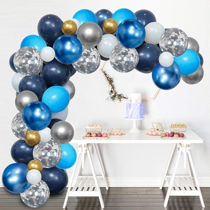 5 inch Metallic Blue Balloons, 100 pcs Thick Shiny Chrome Blue Latex Party Balloon (Metallic Blue)