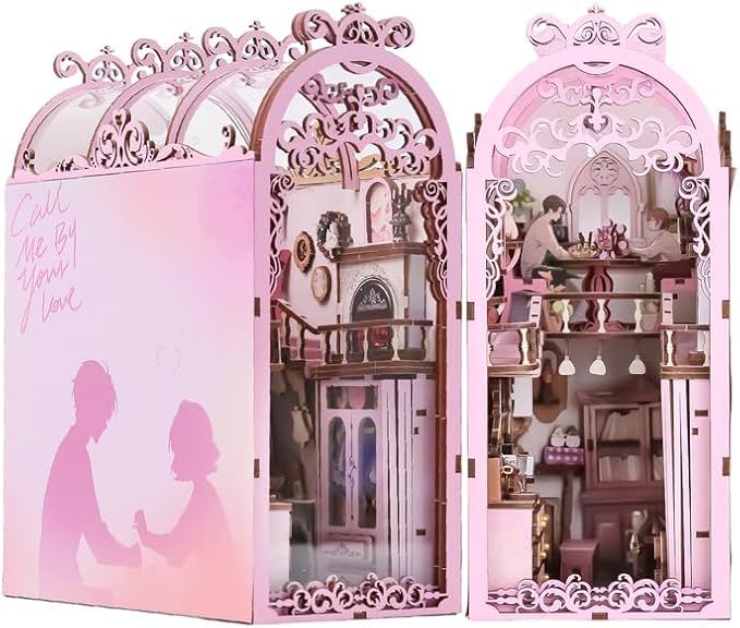 Booknook Lovers, DIY Miniature Dollhouse Booknook, Tiny House Bookshelf Decor, 3D Wooden Puzzle Bookend Bookshelf for Adults, Teens, and Beginners