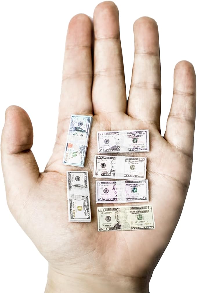 550PCS Miniature Scene Model 100 Dollar Bills for Dollhouse 1:12 Dollar Bills for Dollhouse Accessories