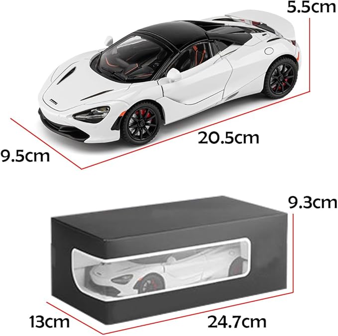 Toy Cars McLaren 720s Roadster Model 1/24 White Alloy Collectibles Die-cast Vehicles with Sound and Light